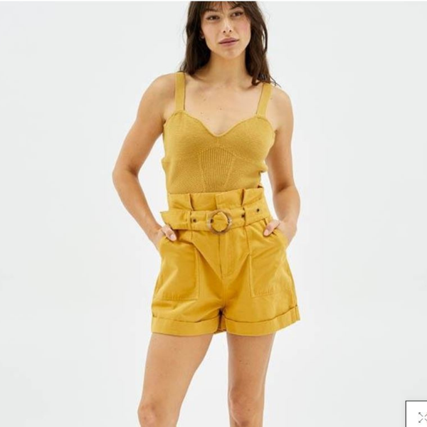 Picture of Joanna Paperbag Utility Shirts - Mustard | Minkpink