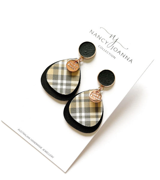 CONCRETE & MUSTARD TARTAN WATER DROPS | Nancy Joanna Concrete Collection