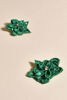 Layered Hand Stitched Flower Earings - Green | Adorne