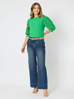 Kyla Broderie Sleeve Top - Green | Threadz