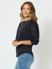 Kyla Broderie Sleeve Top - Navy | Threadz