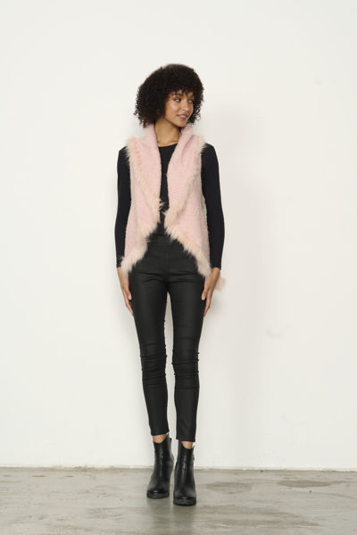 Knit Vest w/ Fur Trim - Pink | Caju