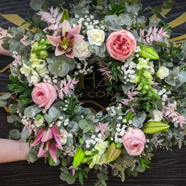 Shades of Pink Wreath  | 12" Seasonal Flowers