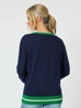 Harvard V Neck Trim Jumper - Navy | Gordon Smith