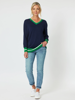 Harvard V Neck Trim Jumper - Navy | Gordon Smith