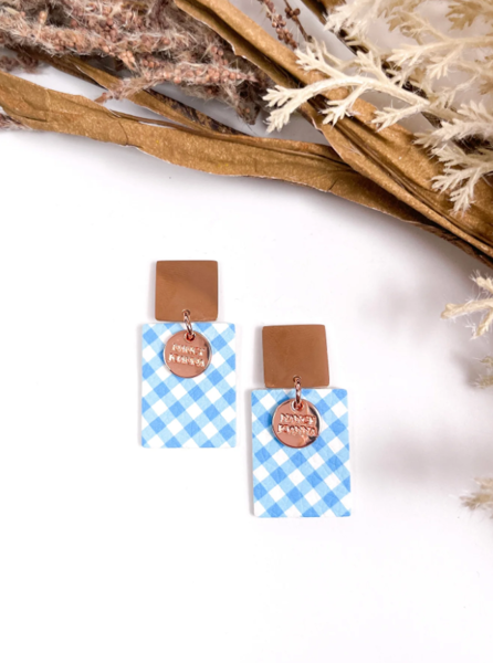 Mini Blue Gingham Rectangle Drops | Nancy Joanna Concrete Collection