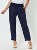 Sarah Rib Waist Linen Pant - Navy  | Gordon Smith