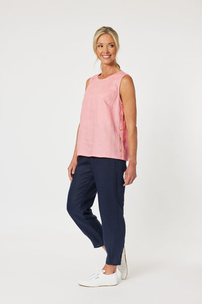 Sara Linen Side Button Cami - Coral | Gordon Smith