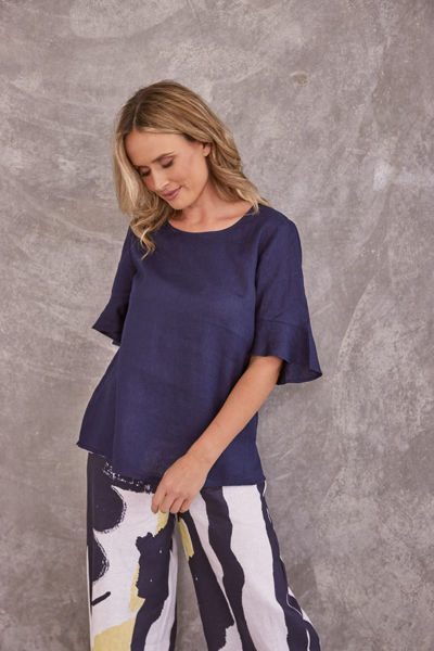 Flutter Sleeve Top - Navy | Seesaw