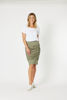 Charlie Cotton Twill Stretch Skirt - Khaki | Gordon Smith