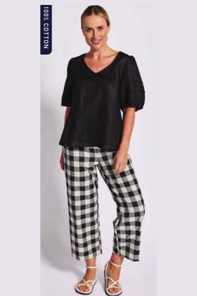 7/8 Flat Front Pant - Black/Natural | Seesaw