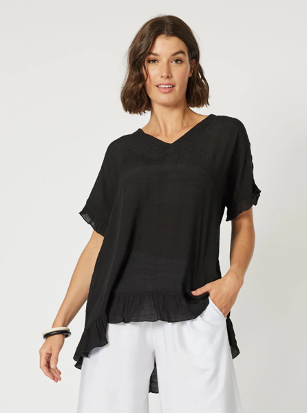 Button Back Top - Black | Clarity