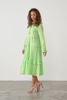 Hand Embroidered Dress with Trims & Tassel Tie - Lime | Caju