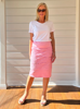 Charlie Cotton Twill Stretch Skirt - Pink | Gordon Smith