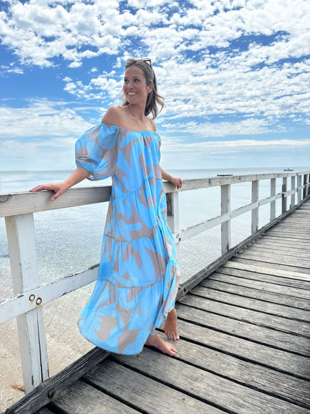 Malaba Off The Shoulder Dress - Blue | Hammock & Vine