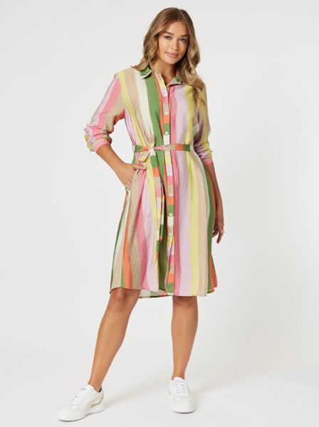 Spice Stripe Shirt Dress  | Threadz