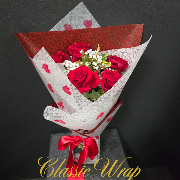 Classic Wrap | With 6 Red Roses