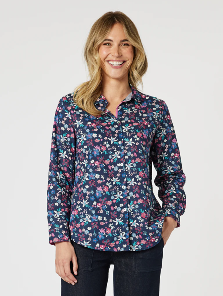 Liberty Floral Print Shirt - Navy | Gordon Smith