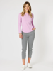 Crew Neck Cotton Rib Long Sleeve Top - Orchid | Gordon Smith