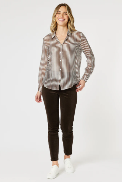 Harper Slim Leg Cord Pant - Chocolate | Gordon Smith