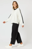 Monaco Contrast Knit Top - Ivory/Black | Gordon Smith
