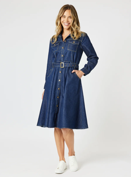 Cape Town Denim Button Dress - Denim | Gordon Smith