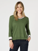 Harvard V Neck Jumper - Khaki | Gordon Smith