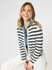 Cape Town Stripe Print Cardigan - Navy/Ivory | Gordon Smith
