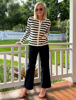Cape Town Stripe Print Cardigan - Navy/Ivory | Gordon Smith
