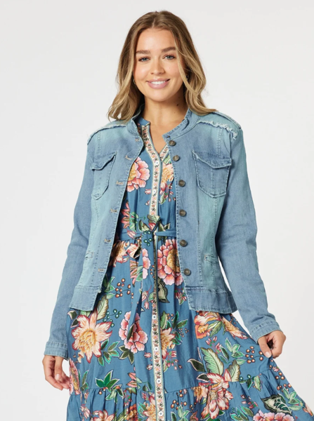 Military Denim Jacket - Denim | Threadz